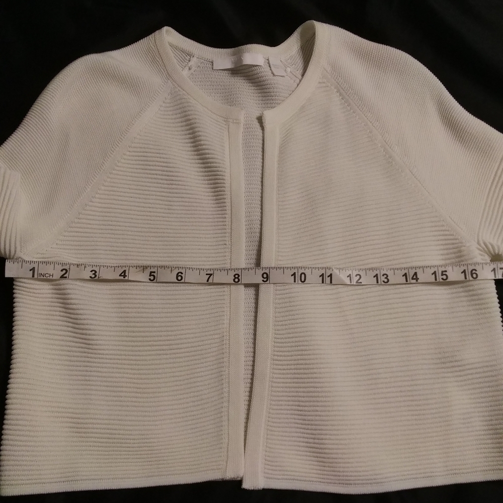 Hugo Boss White Ribbed Open-Front Cropped Cardigan - Picture 8 of 8
